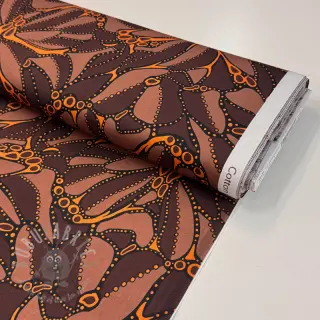 Bombažna tkanina SATIN Abstract dark brown