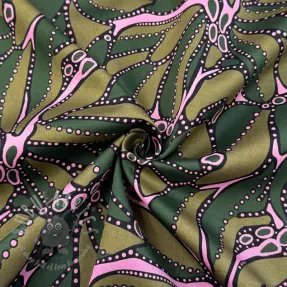 Bombažna tkanina SATIN Abstract dark green