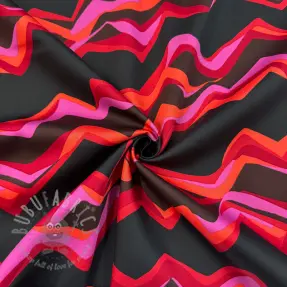 Bombažna tkanina SATIN Abstract waves dark red