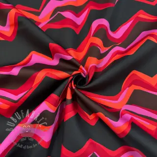 Bombažna tkanina SATIN Abstract waves dark red