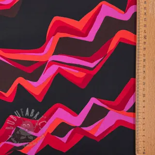 Bombažna tkanina SATIN Abstract waves dark red
