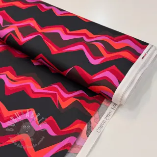 Bombažna tkanina SATIN Abstract waves dark red