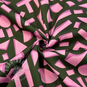 Bombažna tkanina SATIN Geometric dark green