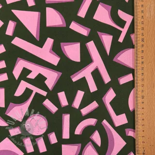 Bombažna tkanina SATIN Geometric dark green