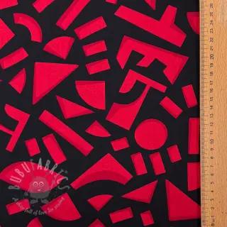 Bombažna tkanina SATIN Geometric dark red