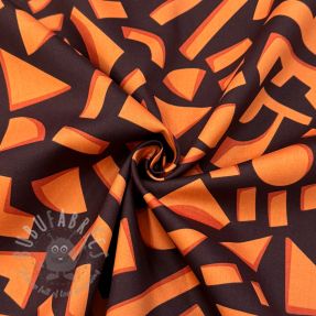 Bombažna tkanina SATIN Geometric dark brown