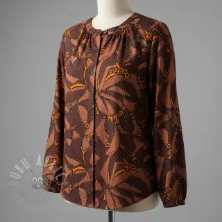Bombažna tkanina SATIN Abstract dark brown