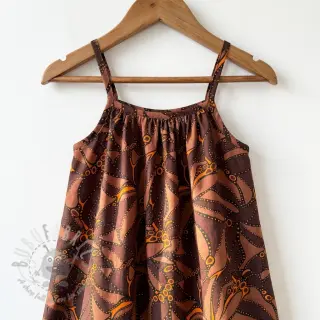 Bombažna tkanina SATIN Abstract dark brown