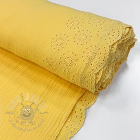 Dvoslojna gaza/muslin 1-side border soft yellow