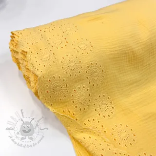 Dvoslojna gaza/muslin 1-side border soft yellow
