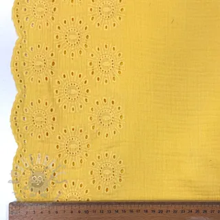 Dvoslojna gaza/muslin 1-side border soft yellow