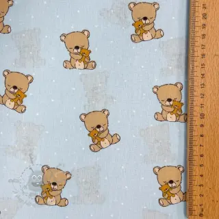 Bombažna tkanina Sweet bear light blue ORGANIC