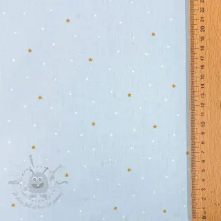 Bombažna tkanina Sweet bear star light blue ORGANIC