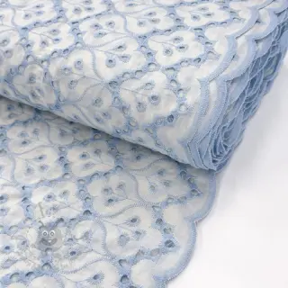 Bombažna tkanina EMBROIDERY Lilian blue