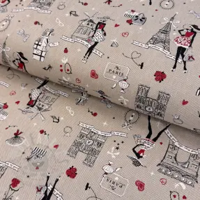 Dekorativno blago Linenlook Cute Paris multico