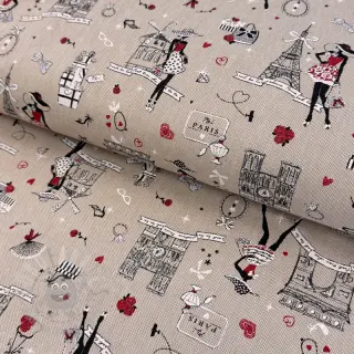 Dekorativno blago Linenlook Cute Paris multico