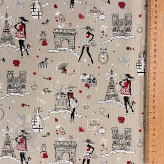 Dekorativno blago Linenlook Cute Paris multico