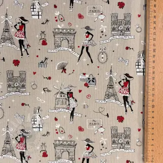 Dekorativno blago Linenlook Cute Paris multico