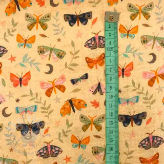 Dvoslojna gaza/muslin Butterflies soft yellow digital print