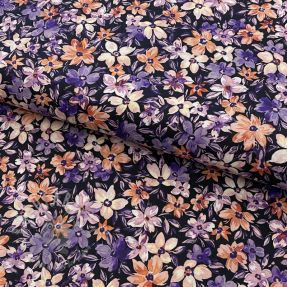 Bombažna tkanina Sketched meadow black digital print