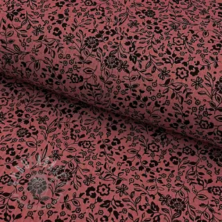 Dvoslojna gaza/muslin Paisley flowers bordeaux