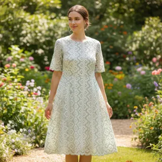 Bombažna tkanina EMBROIDERY Lilian mint