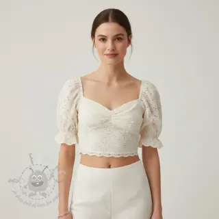 Bombažna tkanina EMBROIDERY Rosemary white