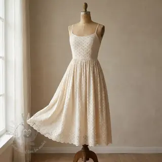 Bombažna tkanina EMBROIDERY Rosemary off white