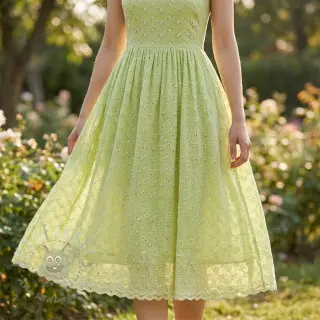 Bombažna tkanina EMBROIDERY Rosemary lime