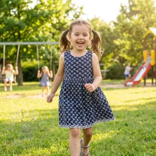 Bombažna tkanina EMBROIDERY Rosemary navy