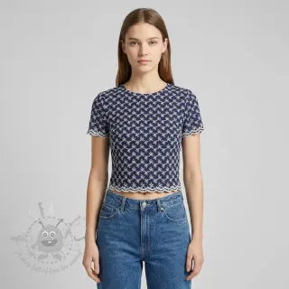 Bombažna tkanina EMBROIDERY Rosemary navy