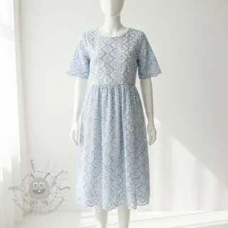 Bombažna tkanina EMBROIDERY Lilian blue