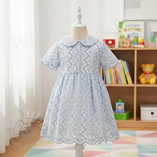 Bombažna tkanina EMBROIDERY Lilian blue