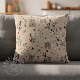 Dekorativno blago Linenlook Cute Paris multico
