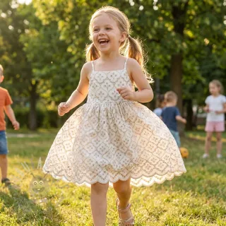 Bombažna tkanina EMBROIDERY Lilian natural