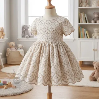 Bombažna tkanina EMBROIDERY Lilian natural