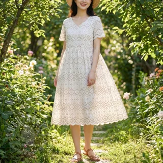 Bombažna tkanina EMBROIDERY Lilian natural