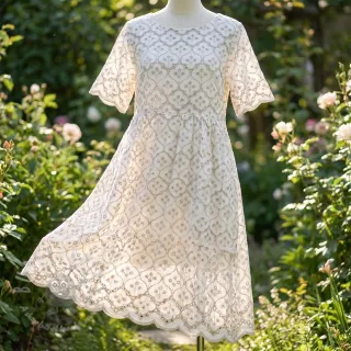 Bombažna tkanina EMBROIDERY Lilian natural