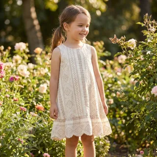 Bombažna tkanina EMBROIDERY Lilian beige