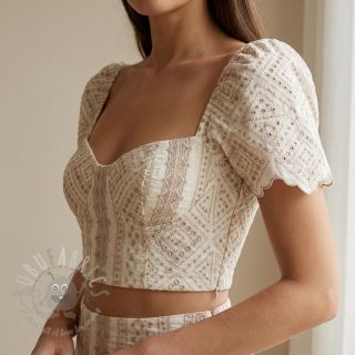 Bombažna tkanina EMBROIDERY Lilian beige