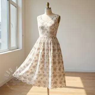 Bombažna tkanina EMBROIDERY Lilian ecru