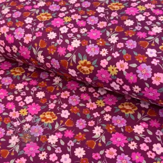 Jersey Flowers cerise digital print ORGANIC
