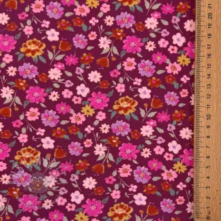 Jersey Flowers cerise digital print ORGANIC