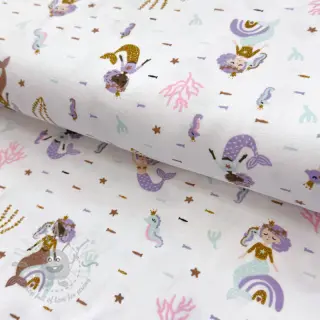 Jersey GLITTER Mermaids white digital print