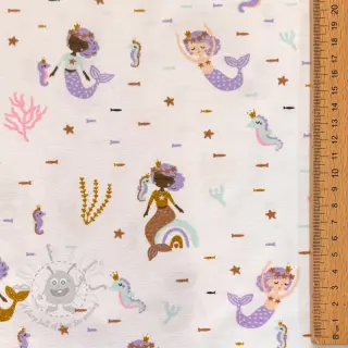 Jersey GLITTER Mermaids white digital print
