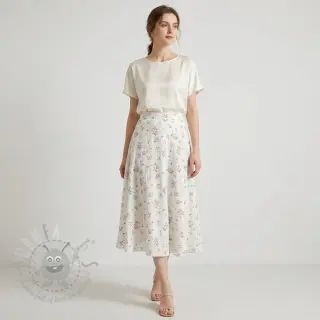 Dvoslojna gaza/muslin Flowers white ORGANIC