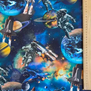 Bombažna tkanina Space navy digital print