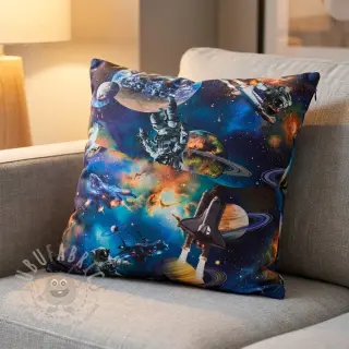 Bombažna tkanina Space navy digital print