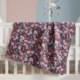 Bombažna tkanina Flowers Anabell dark purple digital print