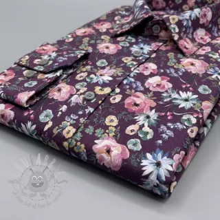 Bombažna tkanina Flowers Anabell dark purple digital print
